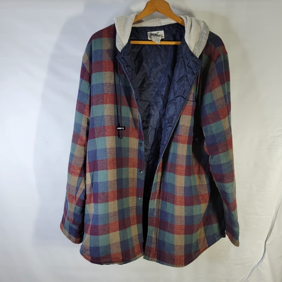 Mens Impact Shacket Cotton/Poly Quilted inside Button Front Hooded Size LT - Picture 2 of 12